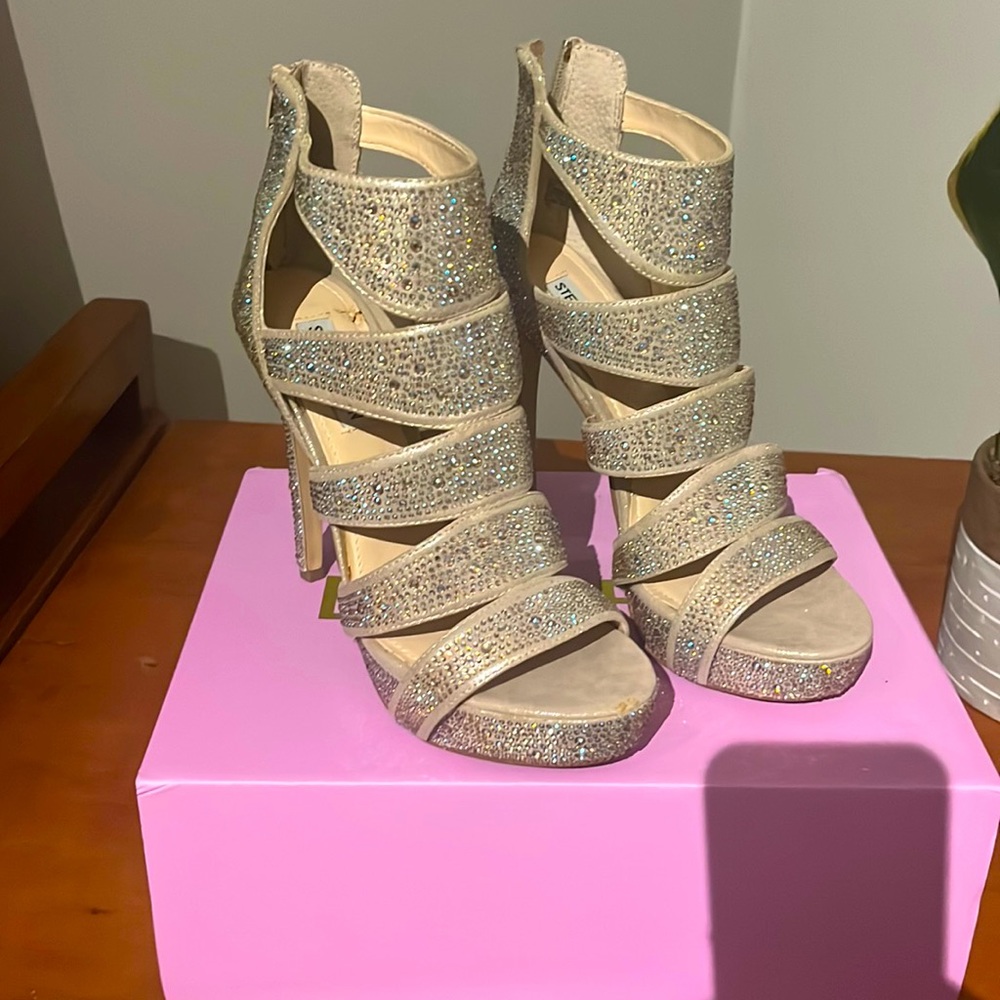 Steve Madden Platform Diamond and champagne crystal special occasion heel